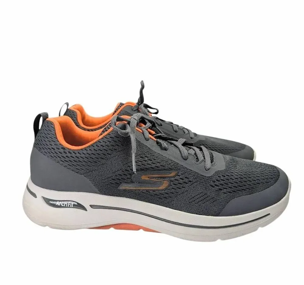 Skechers Archfit gray & orange go walk air cooled comfort sneakers mens 13